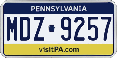 PA license plate MDZ9257