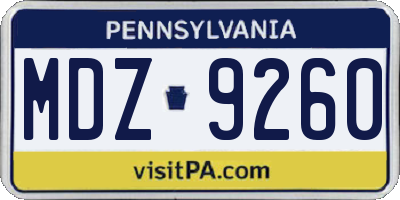 PA license plate MDZ9260