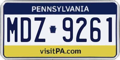PA license plate MDZ9261