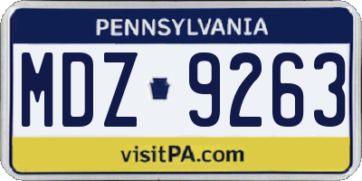 PA license plate MDZ9263