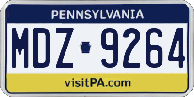 PA license plate MDZ9264