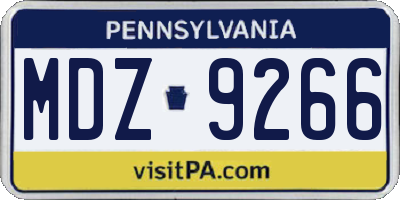 PA license plate MDZ9266