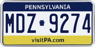 PA license plate MDZ9274