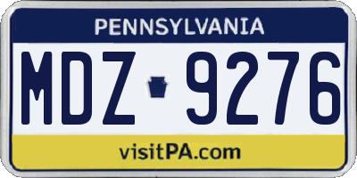PA license plate MDZ9276