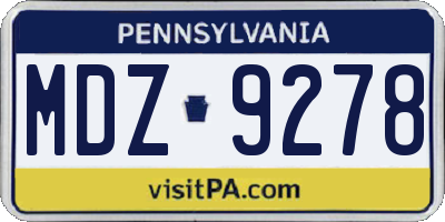PA license plate MDZ9278