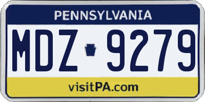 PA license plate MDZ9279