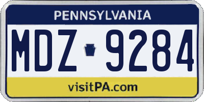 PA license plate MDZ9284