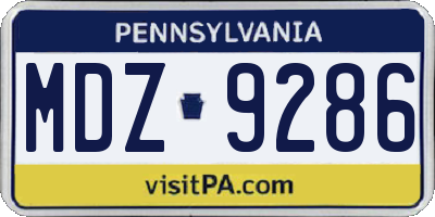 PA license plate MDZ9286