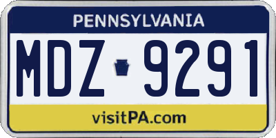 PA license plate MDZ9291