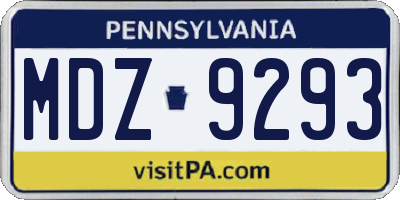 PA license plate MDZ9293