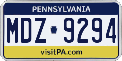 PA license plate MDZ9294