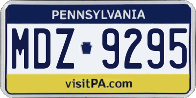 PA license plate MDZ9295