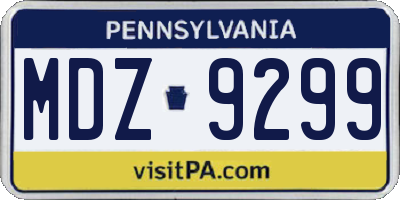 PA license plate MDZ9299