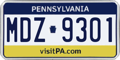 PA license plate MDZ9301