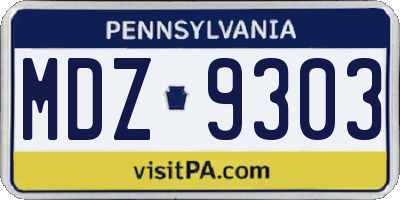 PA license plate MDZ9303
