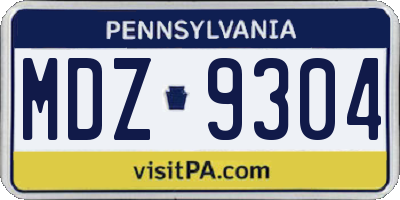 PA license plate MDZ9304