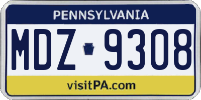 PA license plate MDZ9308