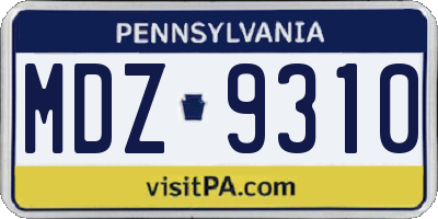 PA license plate MDZ9310