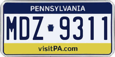 PA license plate MDZ9311