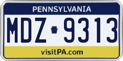 PA license plate MDZ9313