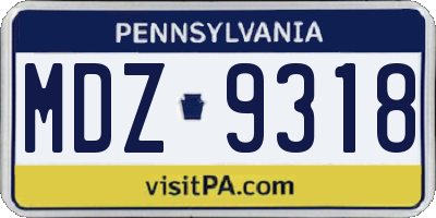 PA license plate MDZ9318