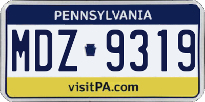 PA license plate MDZ9319