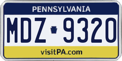 PA license plate MDZ9320
