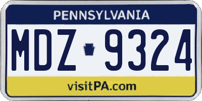 PA license plate MDZ9324