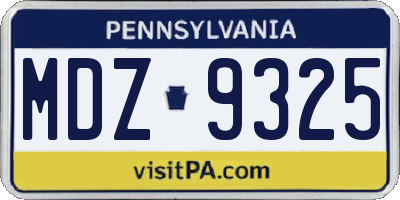 PA license plate MDZ9325