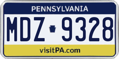 PA license plate MDZ9328