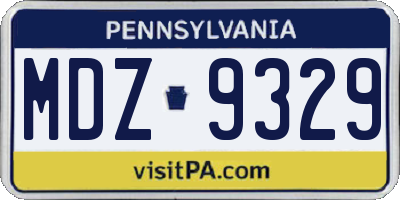 PA license plate MDZ9329