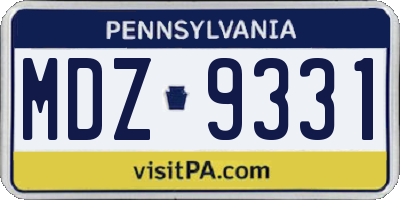 PA license plate MDZ9331