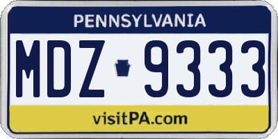 PA license plate MDZ9333