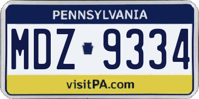 PA license plate MDZ9334