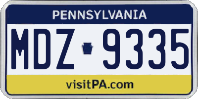 PA license plate MDZ9335