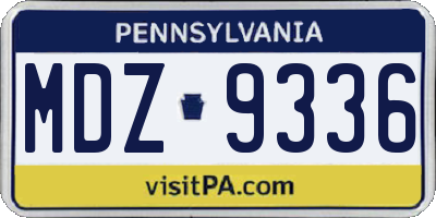 PA license plate MDZ9336