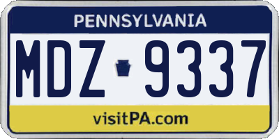 PA license plate MDZ9337