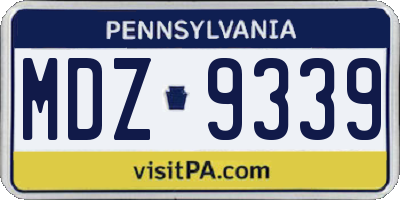 PA license plate MDZ9339