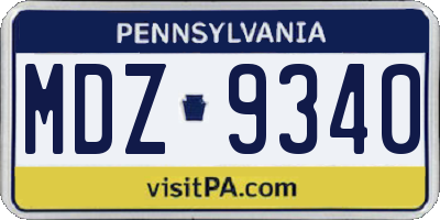PA license plate MDZ9340