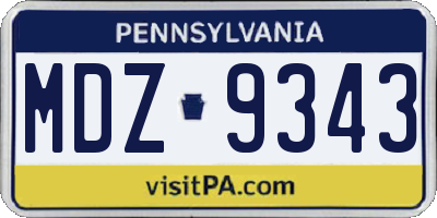 PA license plate MDZ9343