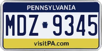PA license plate MDZ9345