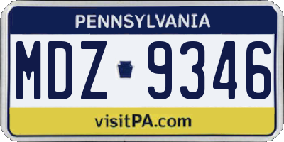 PA license plate MDZ9346