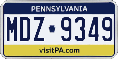 PA license plate MDZ9349