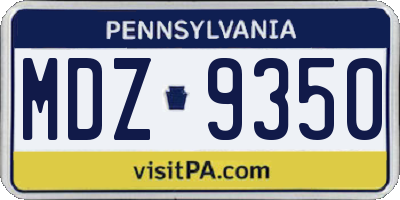 PA license plate MDZ9350