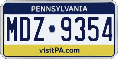 PA license plate MDZ9354