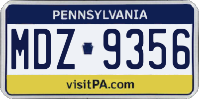 PA license plate MDZ9356
