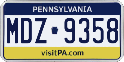 PA license plate MDZ9358