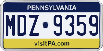 PA license plate MDZ9359