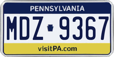 PA license plate MDZ9367