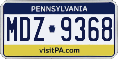 PA license plate MDZ9368